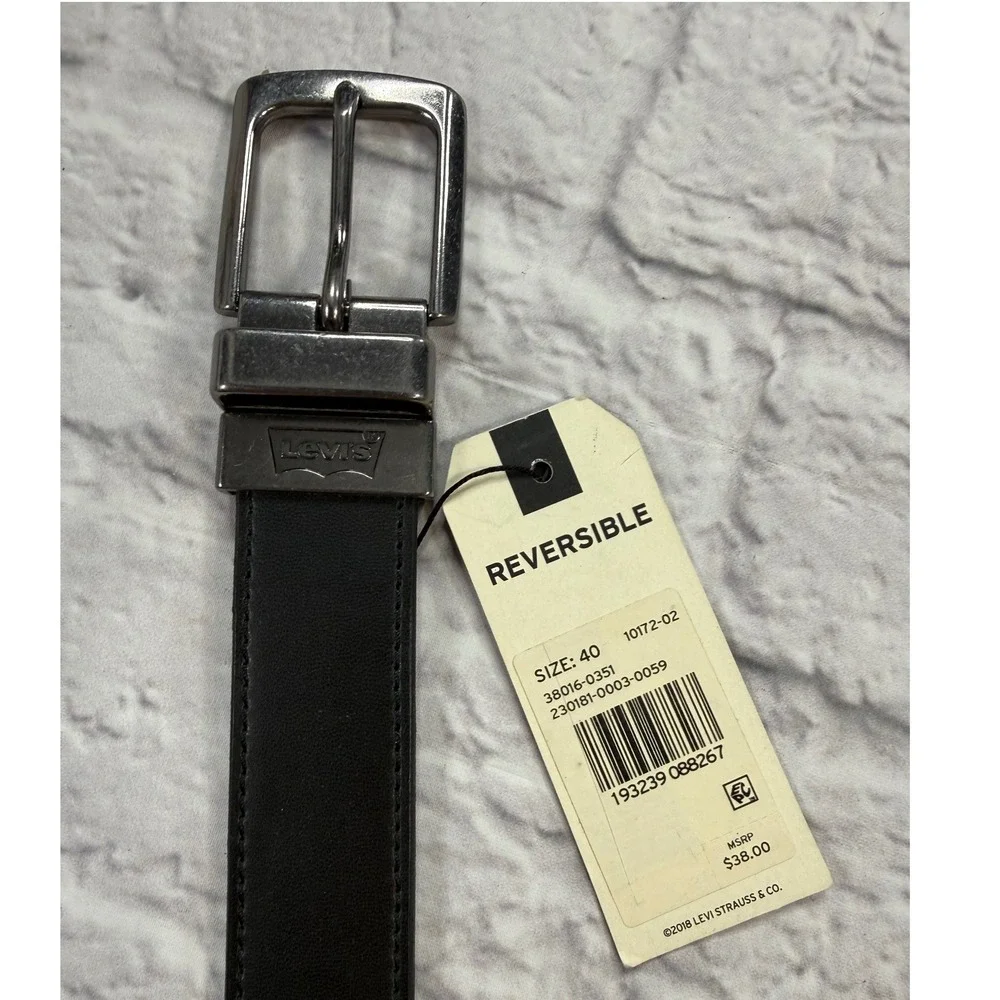 Levi's Reversible Belt Mens 40 Black Brown New Swivel Buckle 38016-0351